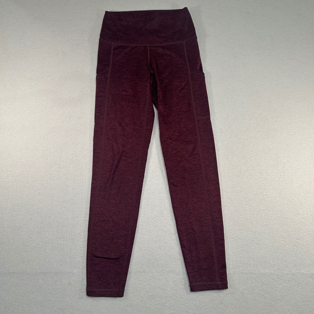 Aerie Chill Play Move Leggings Womens XS Short Burgundy Heathered Pockets